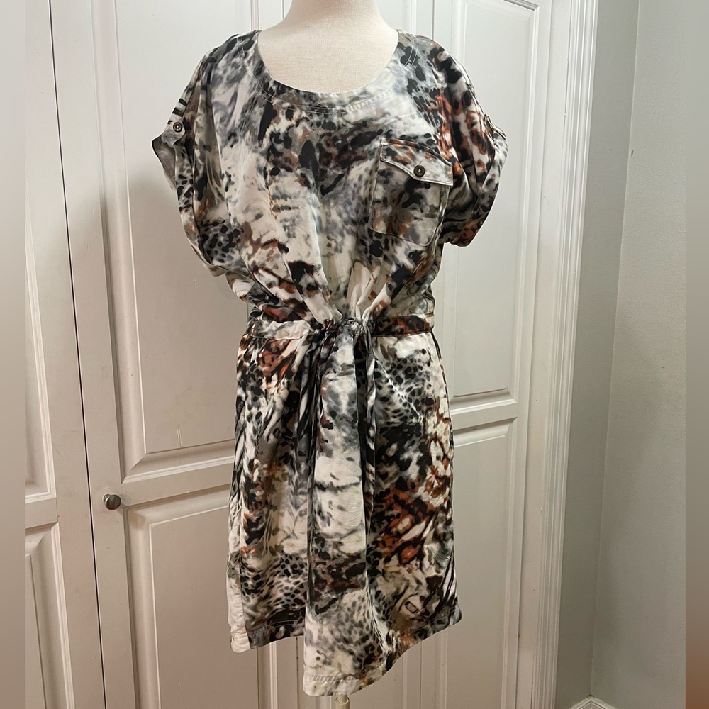 Relativity Black and Brown Animal Print Mini Dress